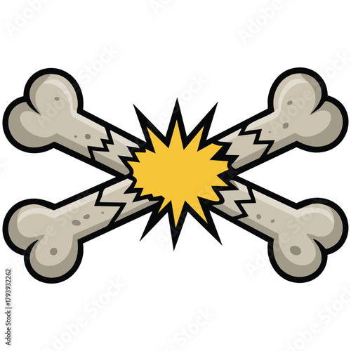 Broken bone line art cartoon drawing design isolated vector illustration