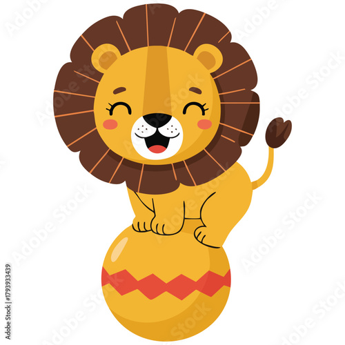 Adorable circus lion cub leaping show animal vector