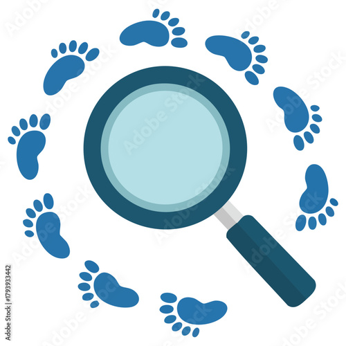 Detective tracking footsteps magnifying glass investigation concept vector