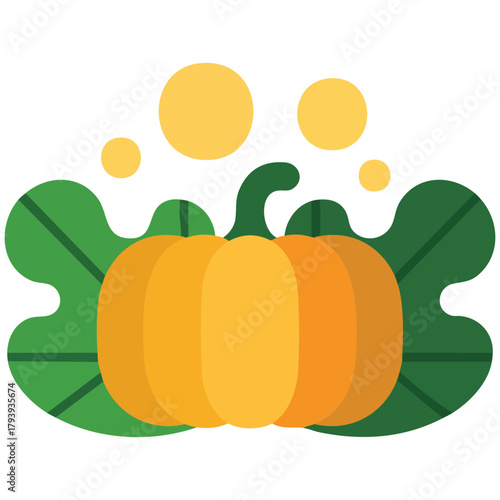 Farming pumpkin harvest seasonal colorful art isolated vector illustration on white background