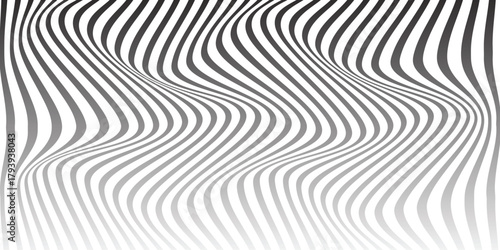 Fototapeta Naklejka Na Ścianę i Meble -  simple black white gradient wave line pattern for banner poster background.