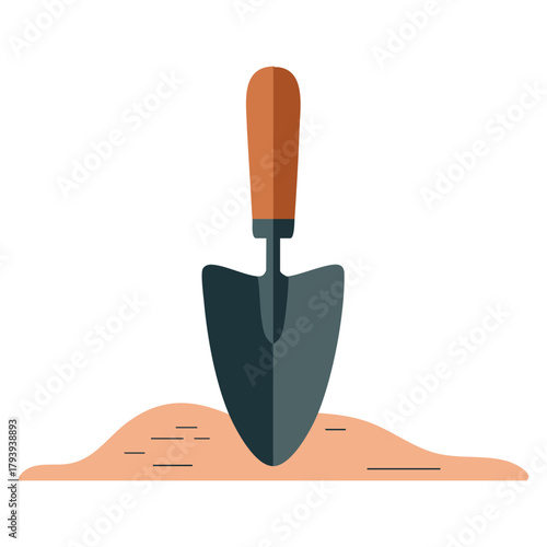 Construction trowel cement application isolated vector illustration on white background