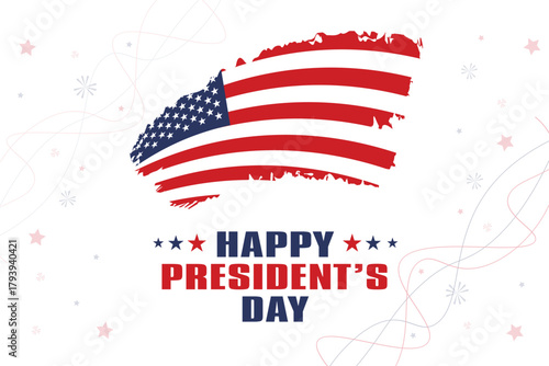 Happy President's Day with American Flag Brushstroke Background