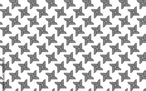 Geometric seamless pattern with abstract wind wheel in black on white background. Vector illustration, for shirt dress cloth cover decoration textile wallpaper carpet all over