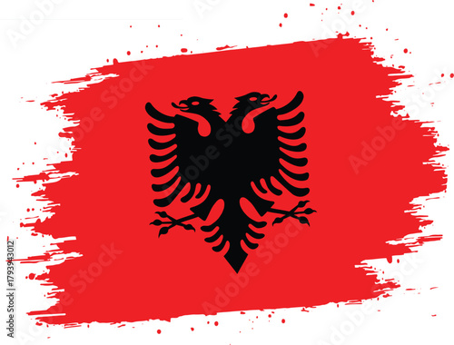Albania Flag Brush Design Isolated on Transparent Background