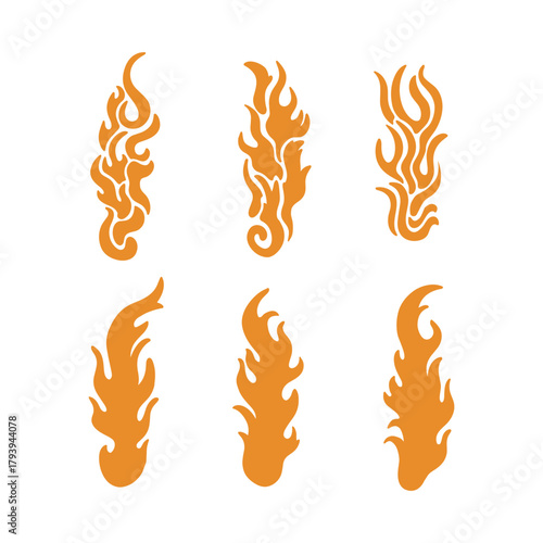 Stylized Orange Flame Shapes Collection