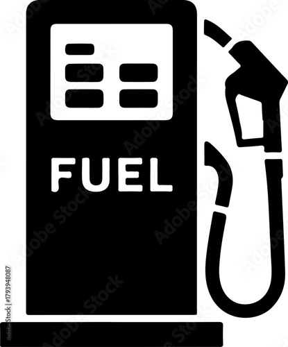 Black silhouette of a fuel pump at a gas station