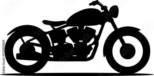 Silhouette of a classic vintage motorcycle on a white background