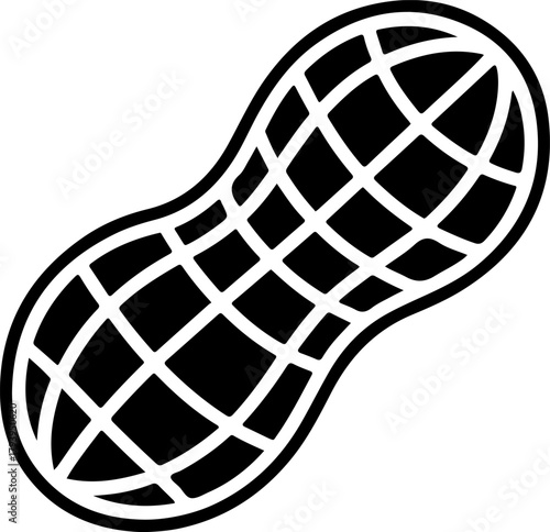 Black and white abstract peanut shape with grid pattern