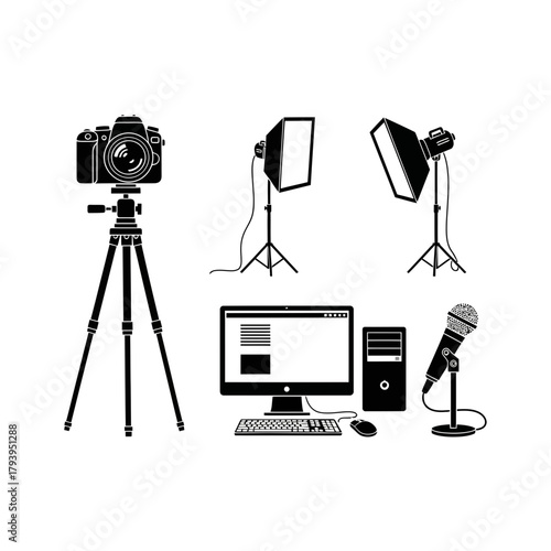 Media Production Studio Equipment Icons