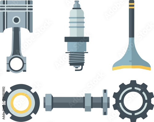 Engine Components Piston Spark Plug Valve Bearing Rod Gear.