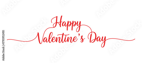 Cursive text in a continuous line that says 'Happy Valentine's Day'. This vector illustration can be utilized for posters, cards, banners for Valentine's Day, weddings, and shirt designs.