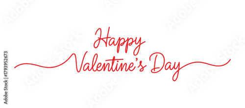 Ongoing cursive script text reading 'Happy Valentine's Day'. A vector illustration suitable for a poster, card, or banner for Valentine's Day, weddings, or shirt printing.