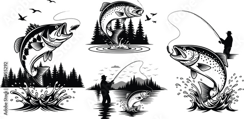 Fishing adventure Explore the art of angling with these captivating fishing illustrations