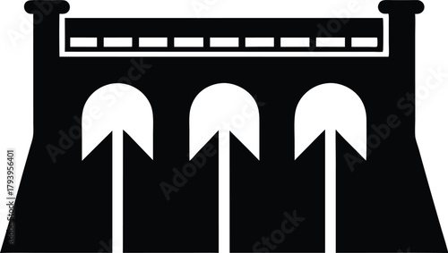 Water Dam Silhouette Vector – Hydroelectric Power & Reservoir Icon