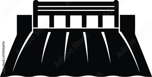 Water Dam Silhouette Vector – Hydroelectric Power & Reservoir Icon