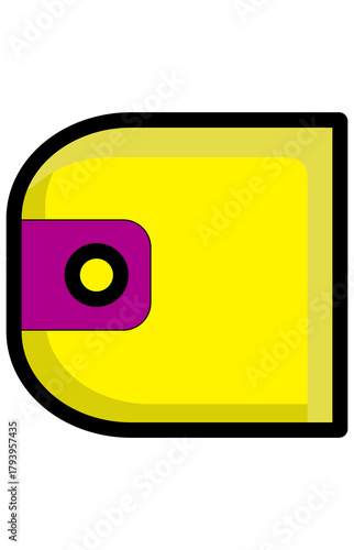 Colorful closed wallet savings icon. Financial budget and money storage. Yellow and magenta e-wallet graphic.