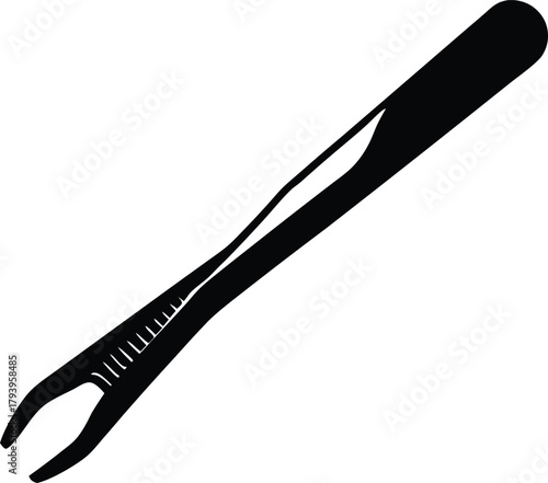 Tweezers Silhouette Vector – Precision Tool Icon for Medical and Beauty Use