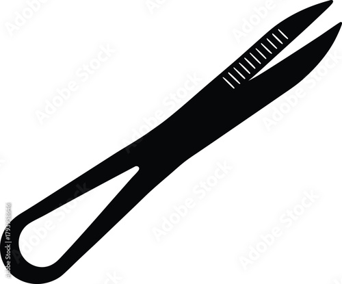 Tweezers Silhouette Vector – Precision Tool Icon for Medical and Beauty Use