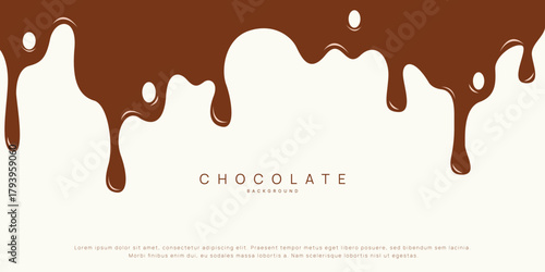 Chocolate background of Modern poster, dynamic splashes and drops. Vector illustration in a flat style of minimalism	