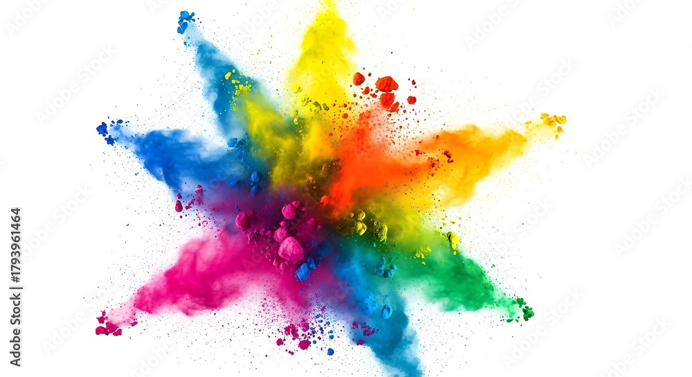 Obraz premium Explosion of vibrant holi powder colors captured in a starburst pattern