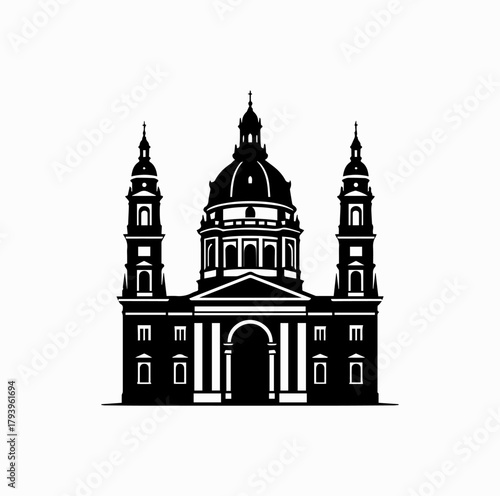Wallpaper Mural St. Stephen’s Basilica Silhouette – Budapest Landmark Vector Torontodigital.ca