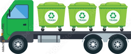 Truck Transporting Green Recycling Dumpsters