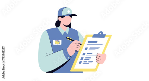 Professional Safety Inspector Conducting Inspection with Clipboard and Safety Gear