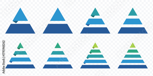 Triangular pyramid infographic vector icon set.  Maslow layer diagram. Development level infographic. Business graph. Pyramid vector illustration.