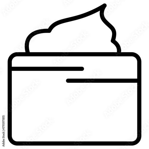 美容クリームなどの容器に入ったクリームのアイコン。ベクターイラスト。