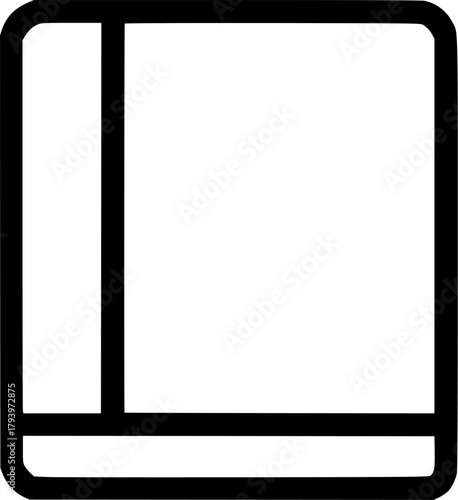 an outline icon representing an close book, reading, studying, literature, knowledge, and educational resources.