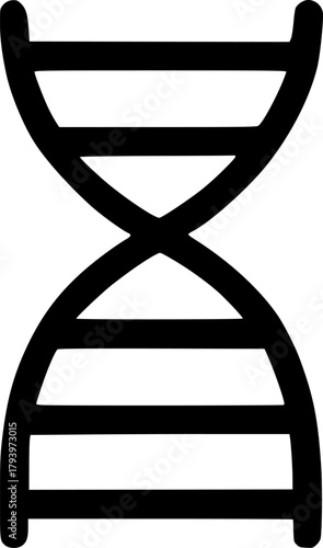 An outline icon representing DNA structure, genetics, biology, medical research, and science concepts