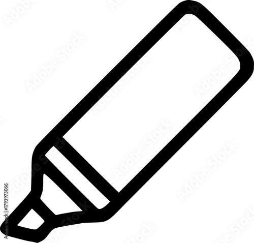An outline icon representing a highlighter marker for studying, marking important text, and emphasizing notes