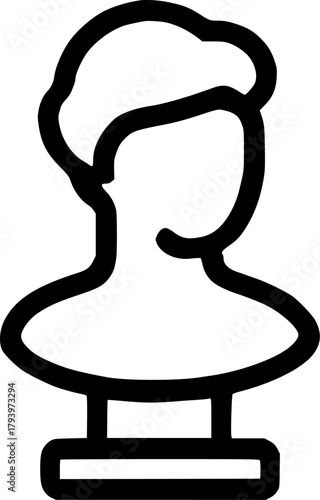 An outline icon representing a classical sculpture bust for art, history, famous figures, or academic study