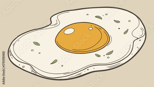 Fried egg breakfast food illustration with herbs and pepper for cooking and recipe ideas vector art