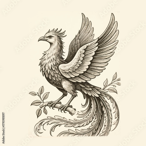 Phoenix Drawing Illustrator Artwork Banner Background Design Template 