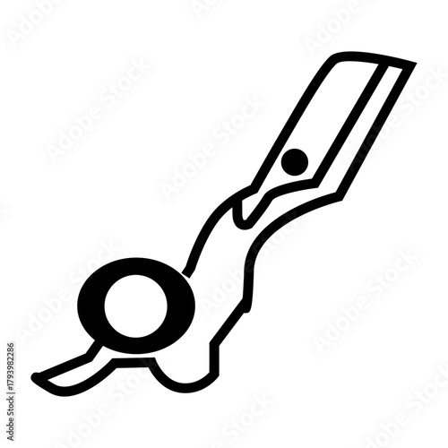 A simplified black-and-white line-art illustration of a shaving razor with shaving foam, symbolizing grooming, shaving products, or personal care tools.