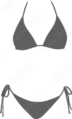 Sleek minimalist grey bikini two piece set for summer beach vacation swimwear fashion vector graphic vector
