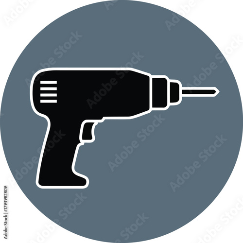 Modern power drill icon simple clean design for construction and diy projects vector
