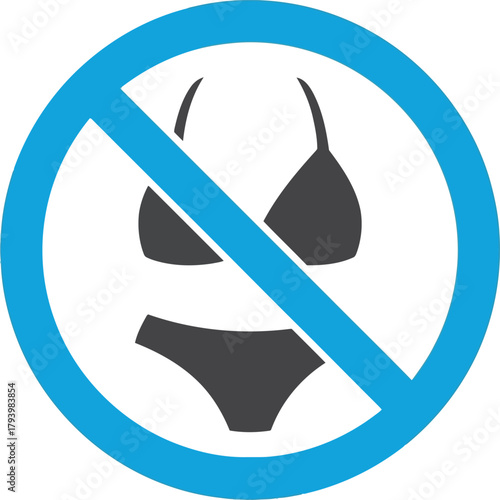 Bikini forbidden prohibition sign symbol isolated on for graphic design and web vector