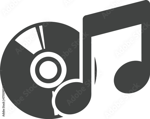 Digital music icon with audio cd symbol representing sound recording and entertainment media vector