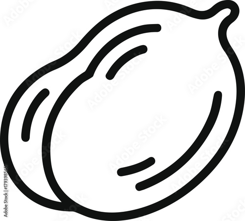 Chickpea pod outline vector line art. Simple bean food icon sketch symbol.