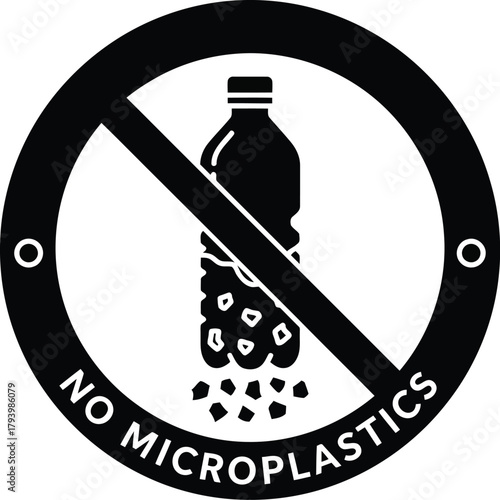 Stop microplastic pollution sign protect ocean health awareness symbol reduce plastic waste initiative vector