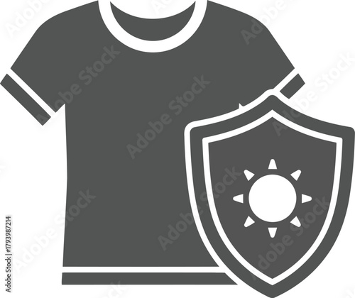 T shirt with sun protection shield icon clothing apparel protection against uv rays summer outdoor activity vector