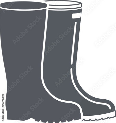 Farm garden rain boots illustration simple outline icon vector graphic protection footwear vector