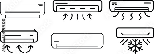 Black and white vector set of computer equipment icons