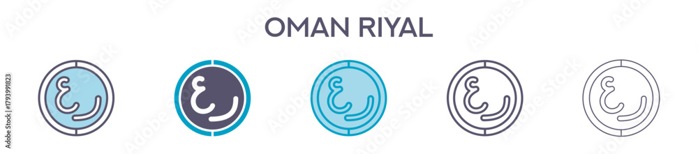 Fototapeta premium Oman Riyal Symbol Element For Design Graphic - Multi Styles