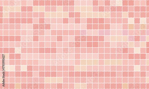 四角い波打つピンクのタイルがランダムに色を変えて並ぶモザイク柄