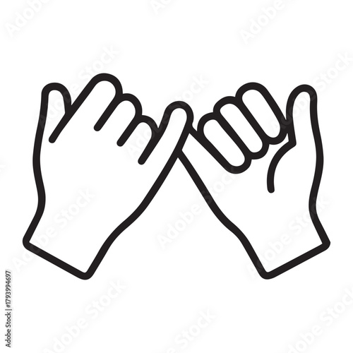Minimalist pinky promise outline icon