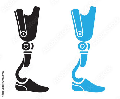 Illustration of a prosthetic leg, a symbol of rehabilitation, recovery, and accessibility, it represents the importance of assistive technology